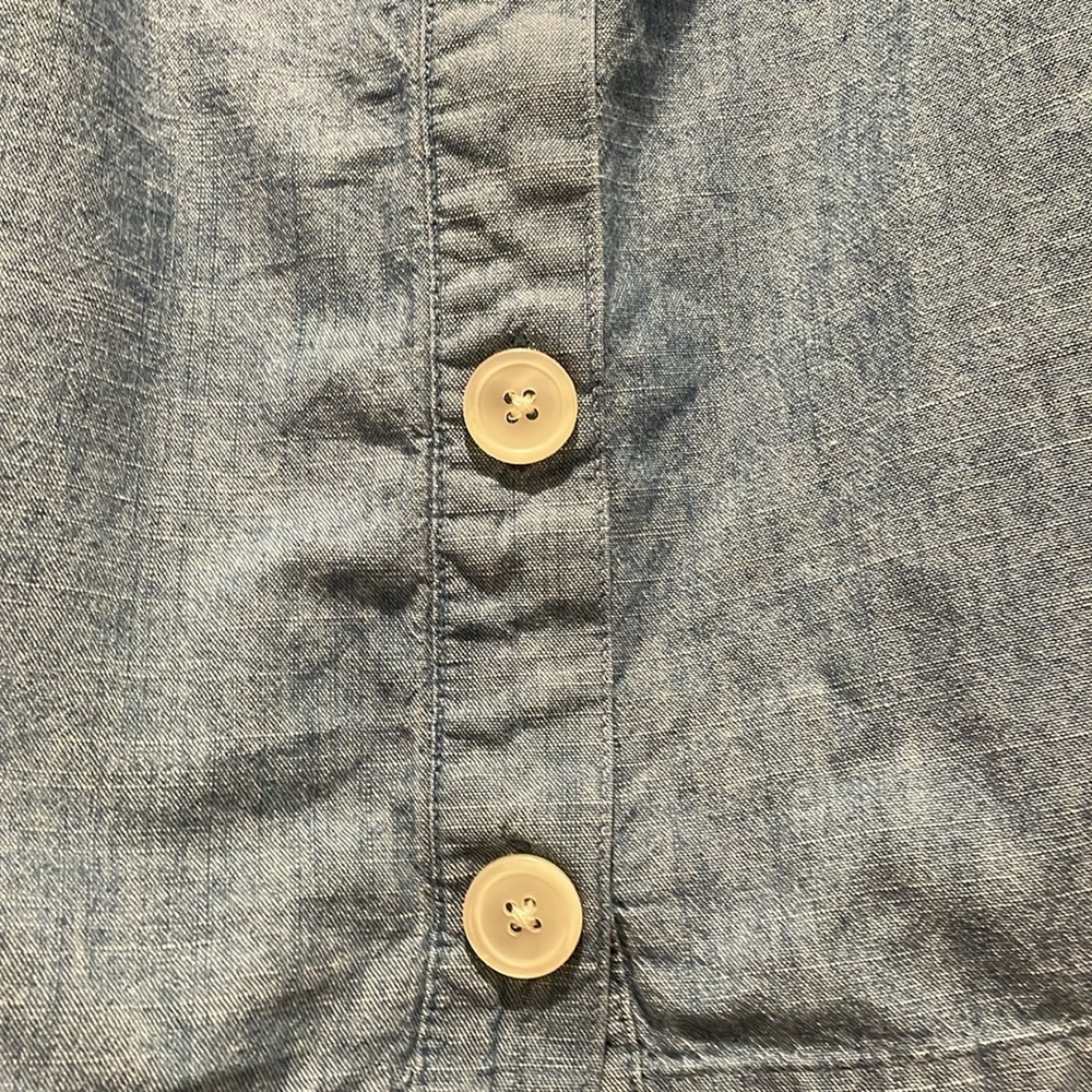 J. Crew Light Blue Button-Front Puff Sleeve Top - Picture 2 of 3